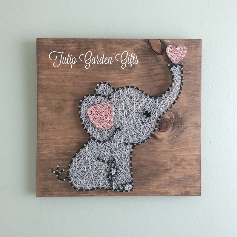Baby Elephant String Art, Baby Name, Nursery Decor, Elephant Nursery, String Art Elephant, Nursery Sign, Nursery String Art, Dumbo, Rainbow image 5