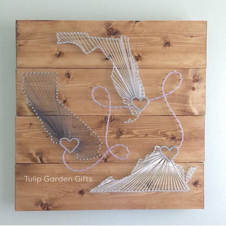 Large 3 State String Art Wooden Sign Three State String Art | Etsy