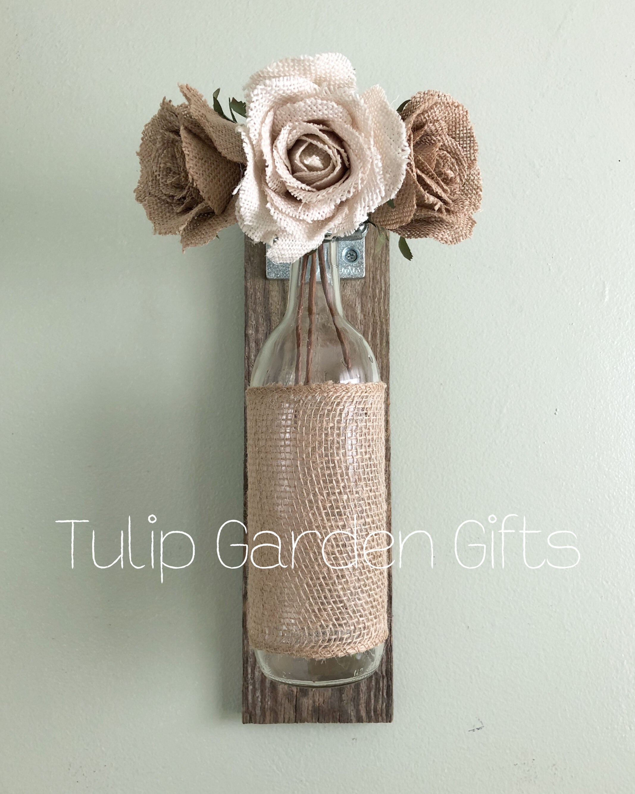 Wine Bottle Wall Vase on Natural Aged Reclaimed Wood With Etsy UK