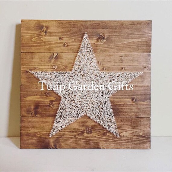 Star String Art On Pallet Style Wooden Wall Hanging Five Etsy