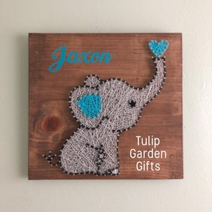 Baby Elephant String Art Baby Name Nursery Decor Elephant - Etsy