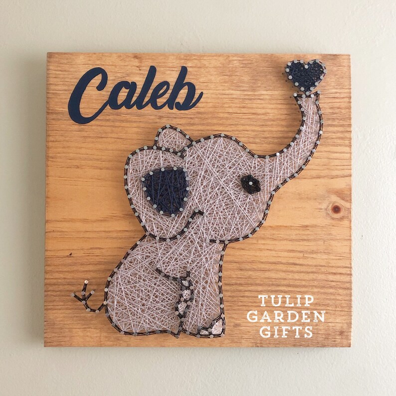 Baby Elephant String Art Baby Name Nursery Decor Elephant - Etsy