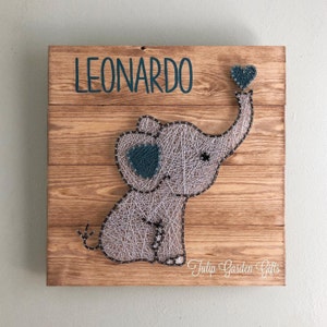 Baby Elephant String Art, Baby Name, Nursery Decor, Elephant Nursery, String Art Elephant, Nursery Sign, Nursery String Art, Dumbo, Rainbow image 3