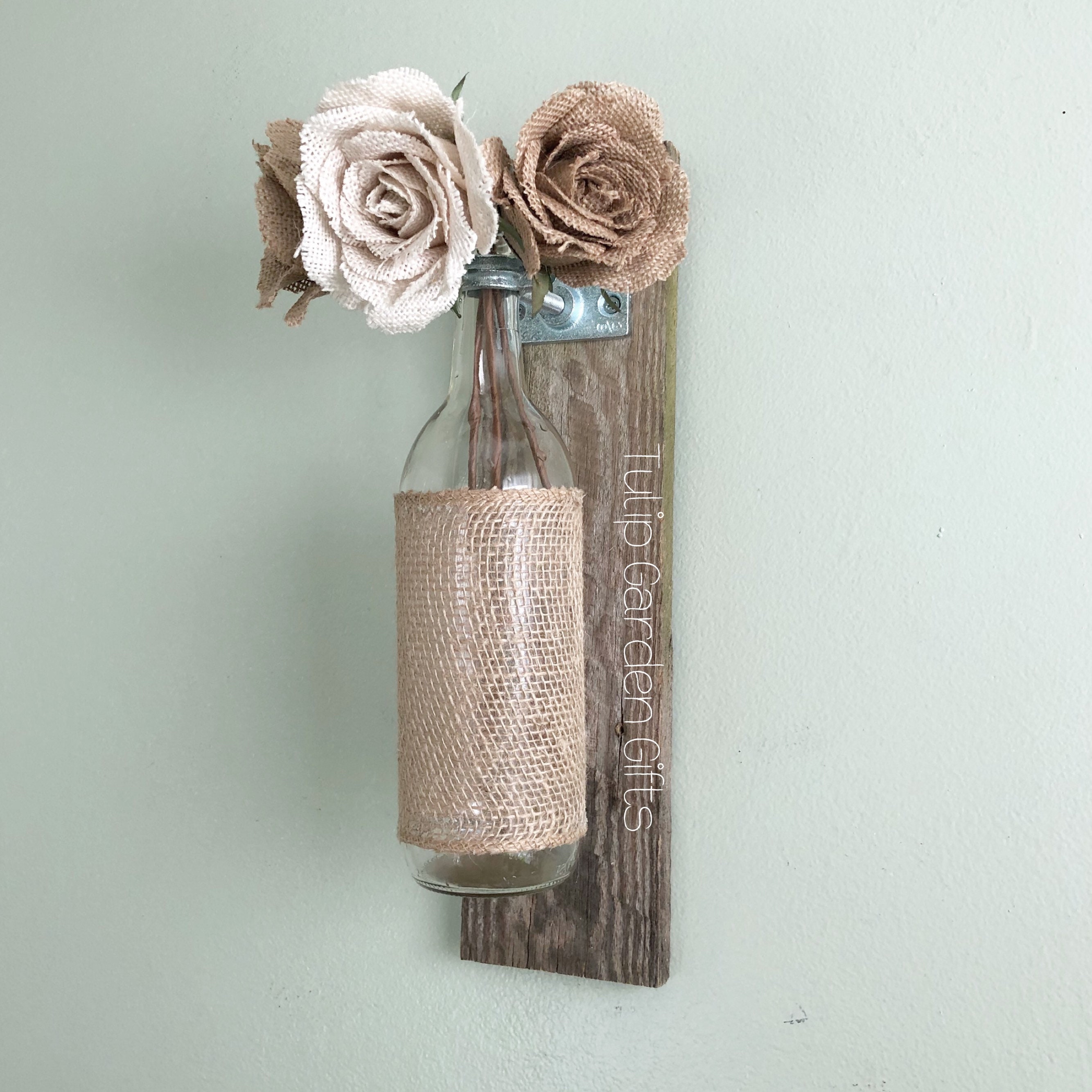 Wine Bottle Wall Vase on Natural Aged Reclaimed Wood With Etsy UK
