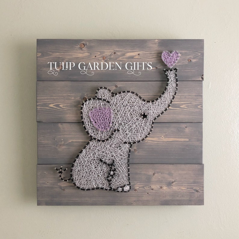 Baby Elephant String Art, Baby Name, Nursery Decor, Elephant Nursery, String Art Elephant, Nursery Sign, Nursery String Art, Dumbo, Rainbow image 8