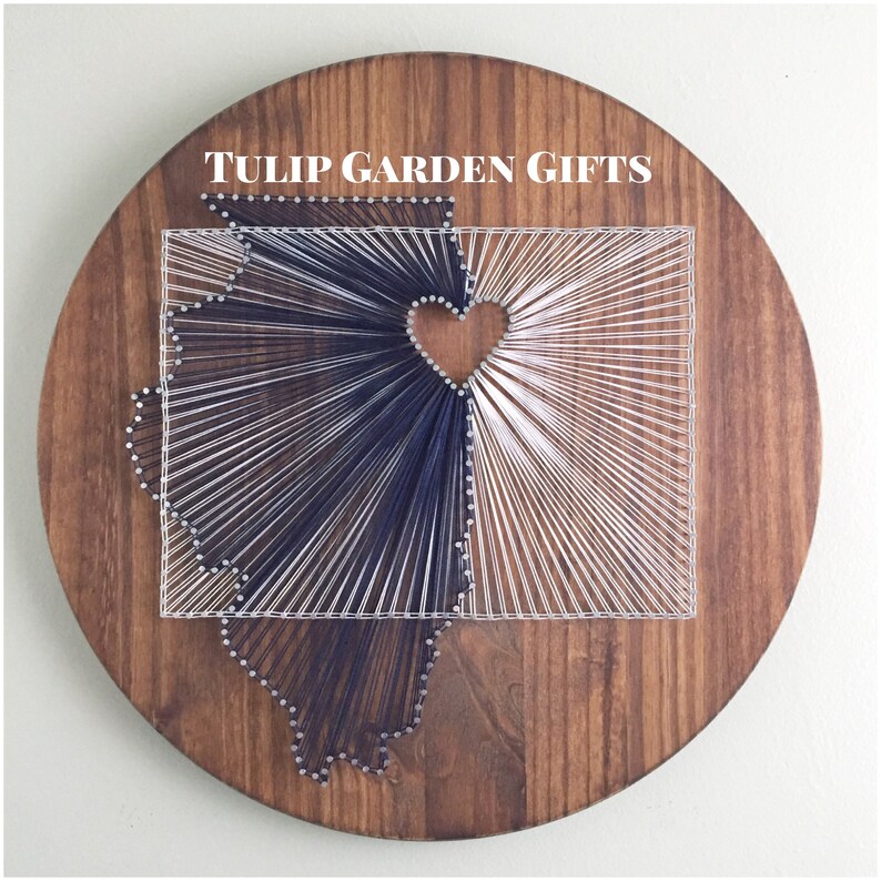 Heartstrings Two State String Art Round Wooden Wall Decor Etsy