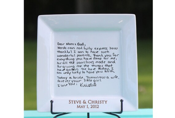 Handwritten Letter Plate Thank You Mom And Dad Wedding Gift Etsy Handwritten Letter Plate Thank You Mom And Dad Wedding Gift Etsy
