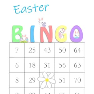 200 Easter Bingo Cards Pdf Download, 1 and 2 Per Page, Instant Printable Fun Party Game, Bunnies
