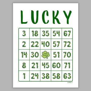 500 Bingo Cards Pdf Download, 1, 2, and 4 Per Page, Instant Printable Fun Party Game, LUCKY St. Patrick's Day Clovers