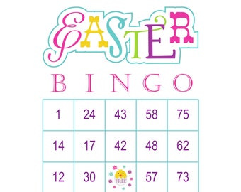 Easter Bingo Cards, 100 cards, 1 per page, 75 call, Instant pdf download