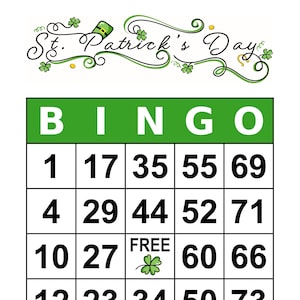 1000 St. Patrick's Day Bingo Cards Jumbo Bingo Cards Large Print Bingo Cards, 1, 2, and 4 Per Page Printable Pdf Download Bingo Cards 1-75