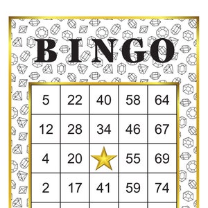 1000 Bingo Cards Pdf Download, 1, 2, and 4 Per Page, Instant Printable Fun Party Game, Gems, Crystals, Diamonds