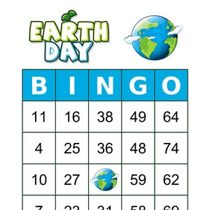 100 Earth Day Bingo Cards Pdf Download, 1 and 2 per page, Instant Printable Fun Party Game