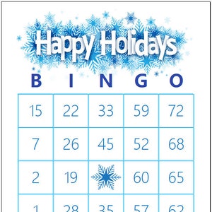 200 Happy Holidays Bingo Cards 1 per Page Blue Snowflake - Etsy