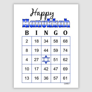 1000 Happy Hanukkah Bingo Cards Pdf Download, 1 Per Page, Instant Printable Fun Party Game