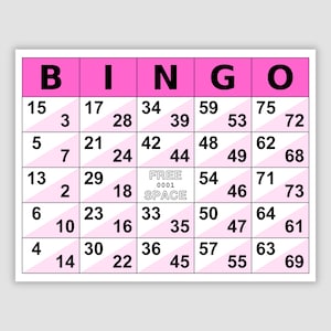 1000 Double Bingo Cards Pdf Download, 1, 2, and 4 Per Page, Instant Printable Fun Party Game, Double Action Bingo, Pink