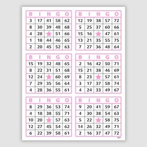 6000 Bingo Cards Pdf Download, 6 Per Page, Instant Printable Fun Party Game, Pink 6 On Bingo Book, Pink and White File