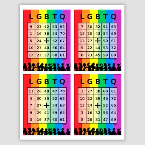 1000 LGBTQ Bingo Cards Pdf Download, 1, 2, and 4 Per Page, Instant Printable Fun Party Game, Pride