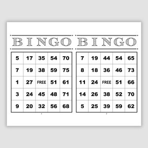 1000 Bingo Cards Pdf Download, 2 Per Page, Instant Printable Fun Party Game