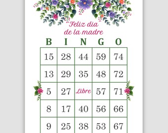 300 Mother's Day Bingo Cards Pdf Download, 1 and 2 Per Page, 75 call, Instant Printable Fun Party Game, Spanish