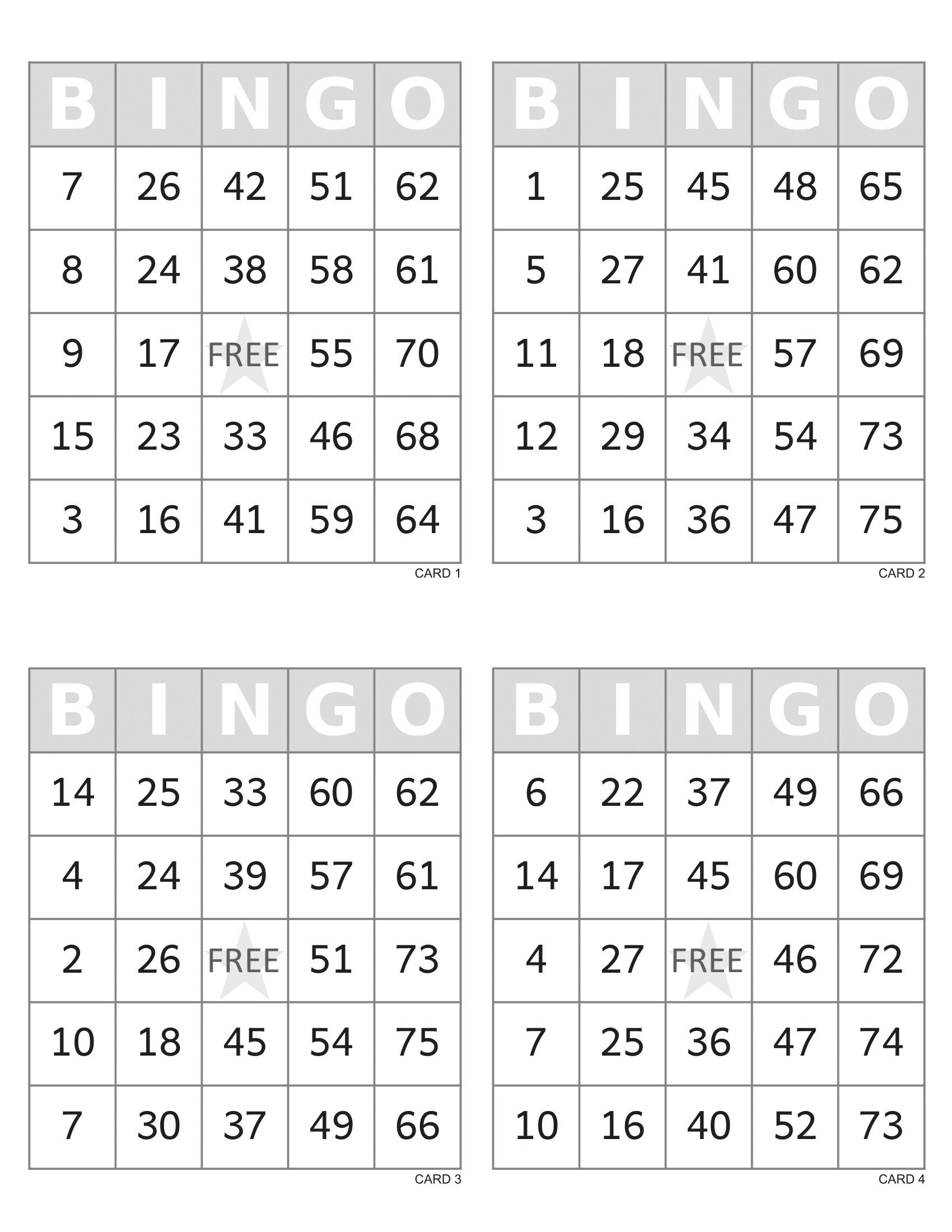 bingo cards 2000 cards 4 per page instant pdf download etsy