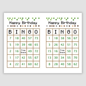 200 Birthday Bingo Cards Pdf Download, 2 Per Page, 75 Call, Instant Printable Fun Party Game
