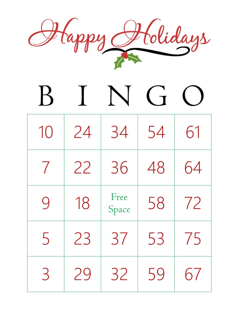 200 Happy Holidays Bingo Cards Pdf Download 1 per Page - Etsy
