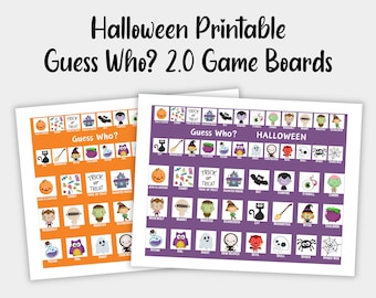 Halloween Guess Who 2.0 Printable Game Boards Halloween Printable Game Guess Who Inserts