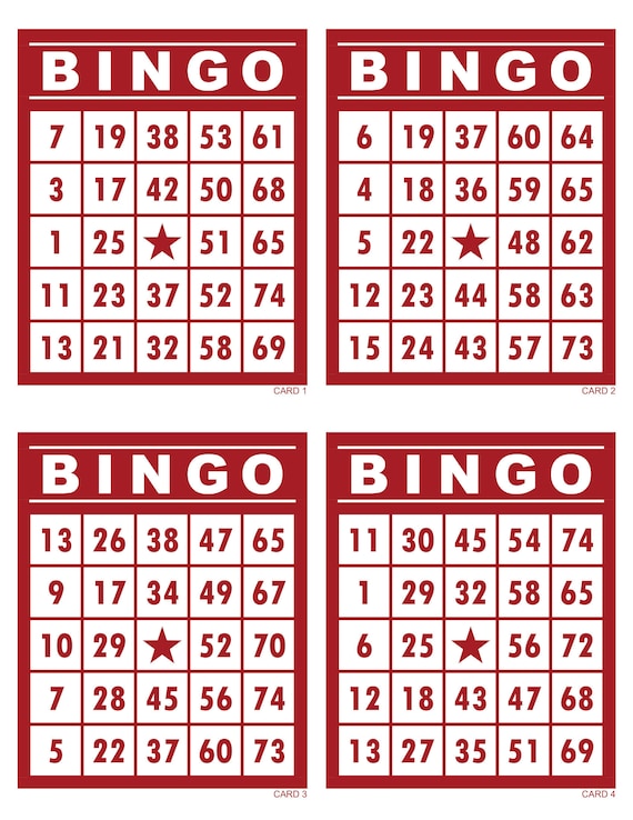 Bingo Cards 1000 Cards 4 per Page Instant Pdf Download - Etsy Australia