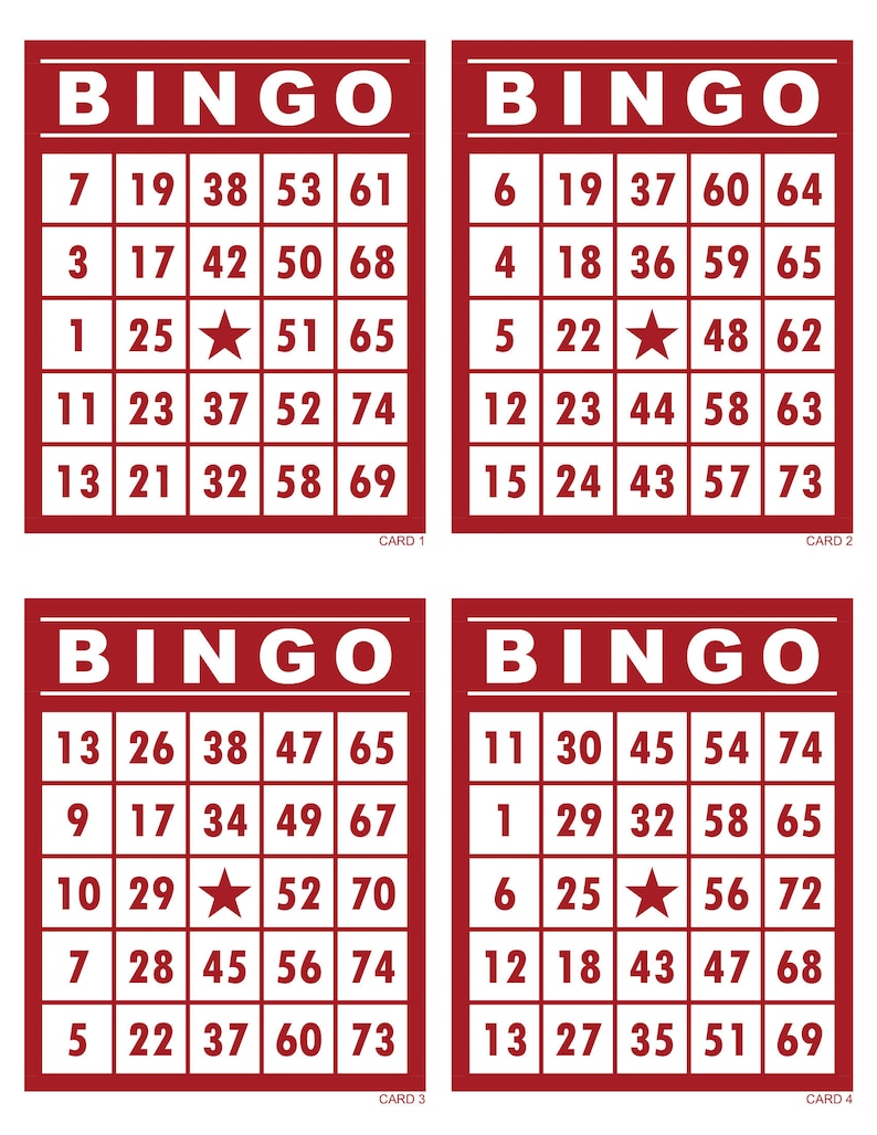 1000 Bingo Cards Pdf Download 4 per Page Instant Printable - Etsy Finland