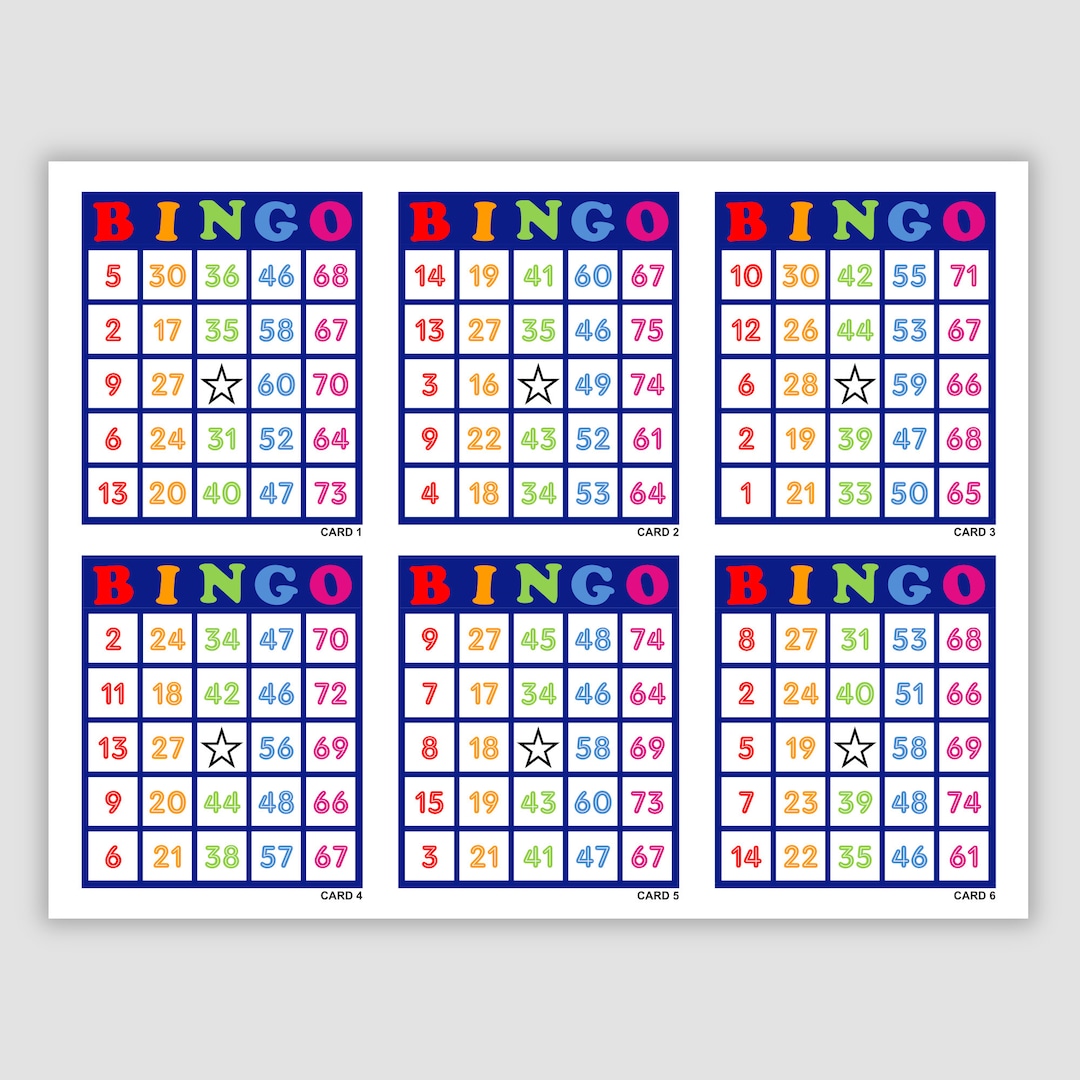 600 Bingo Cards Pdf Download, 1, 2, 4, and 6 per Page, Instant ...
