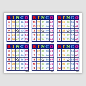 600 Bingo Cards Pdf Download, 1, 2, 4, and 6 Per Page, Instant Printable Fun Party Game, colorful