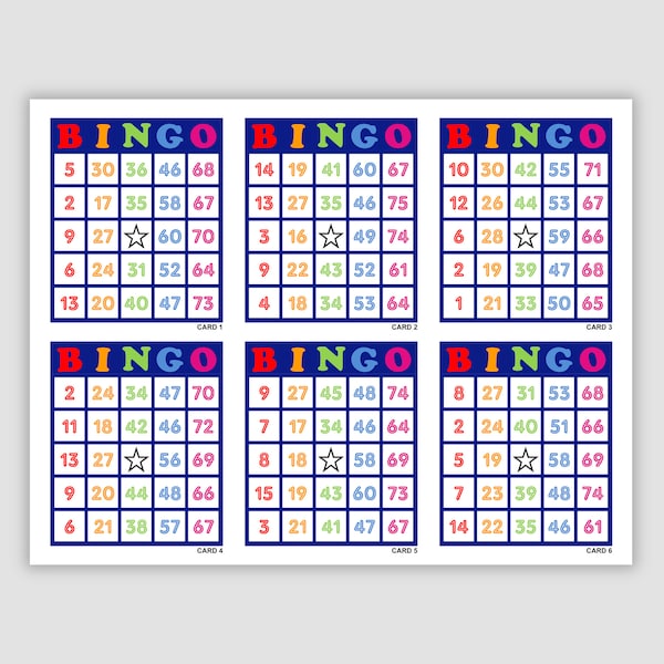 Bingo Cards Etsy
