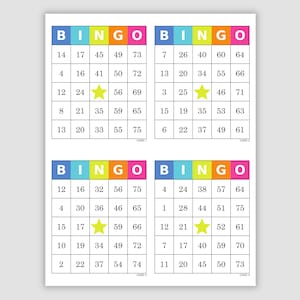 1000 Bingo Cards Pdf Download, 4 Per Page, Instant Printable Fun Party Game, Colorful