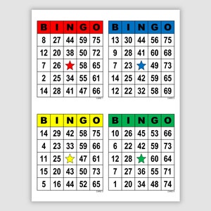 2000 Bingo Cards Pdf Download, 1, 2, and 4 Per Page, Large Print, 4 Colors, Instant Printable Fun Party Game