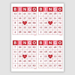 1000 Valentines Day Bingo Cards Pdf Download, 1, 2, 4 per Page, Instant ...