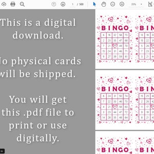 1000 Bingo Cards Pdf Download, 1 and 2 per Page, Instant Printable Fun ...