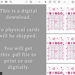 100 Bingo Cards Pdf Download, 1 per Page, Instant Printable Fun ...