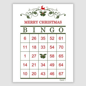 1000 Christmas Bingo Cards, 1, 2, and 4 Per Page, Fun Printable Holiday Party Game Christmas Game Printable Christmas PDF Game Download