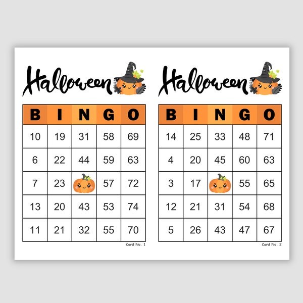 200 Halloween Bingo Cards Pdf Download, 2 and 4 per page, Instant Printable Fun Party Game