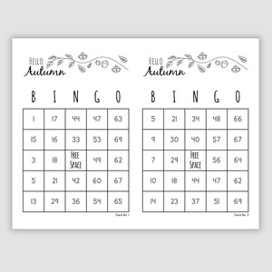200 Autumn Bingo Cards Pdf Download, 2 Per Page, Instant Printable Fun Party Game, Fall Bingo