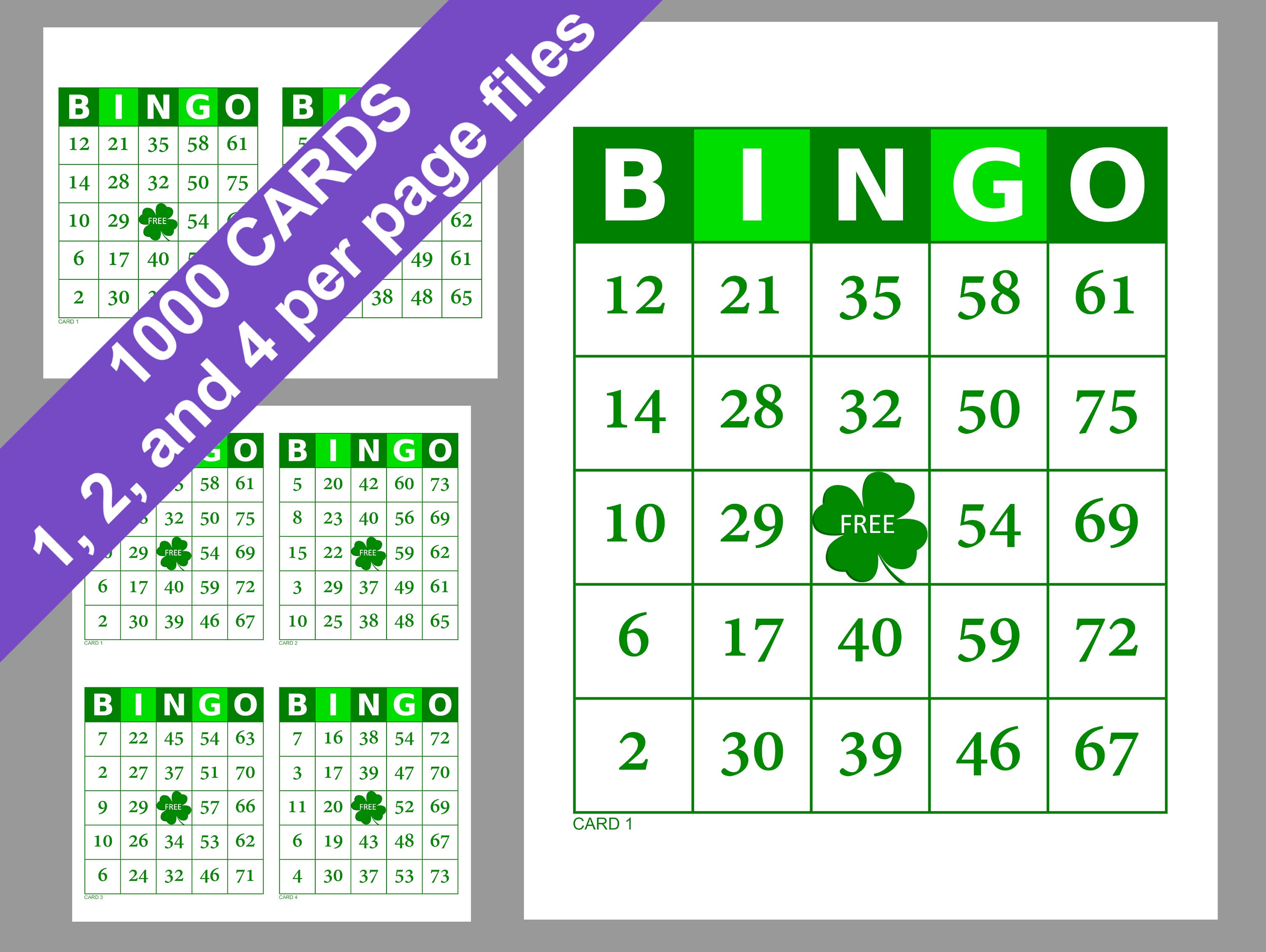 St. Patrick's Day Bingo Cards 1000 Cards Prints 1 2 - Etsy