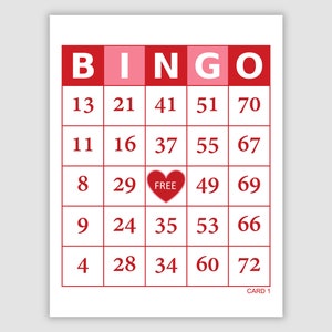 2000 Valentine’s Day Bingo Cards Pdf Download, 1, 2, and 4 Per Page, Instant Printable Fun Party Game