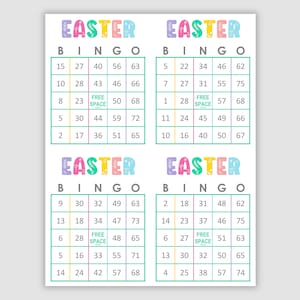 1000 Easter Bingo Cards Large Print Pdf Download, 1, 2, and 4 Per Page, 75 Call, Instant Printable Fun Easter Party Game