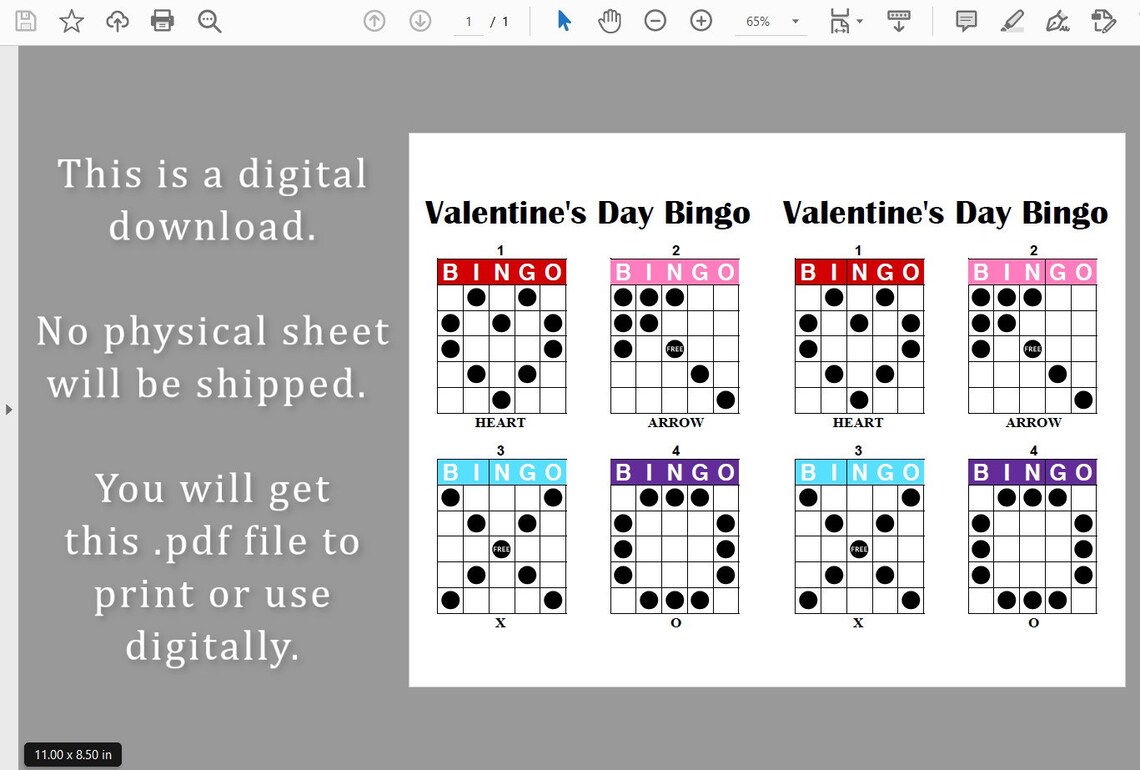 Printable Bingo Programs Valentine's Day Bingo Pattern Program Flyer, Instant Printable Pdf ...