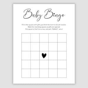 Baby Bingo Card, Blank To Have Guests Fill In, Instant Printable Pdf Download, Fun Baby Shower Game
