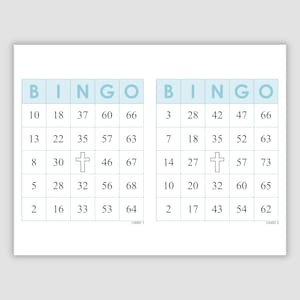2000 Bingo Cards Pdf Download, 2 Per Page, Instant Printable Fun Party Game, Blue w/cross, Easter Bingo Cards