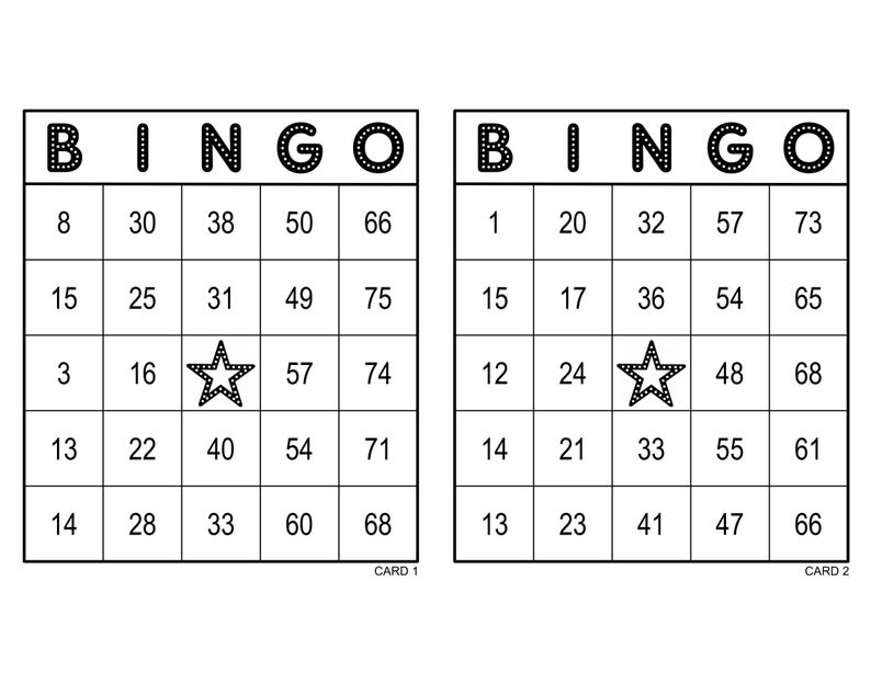 Bingo Cards 1000 Cards 2 Per Page Immediate Pdf Download Etsy