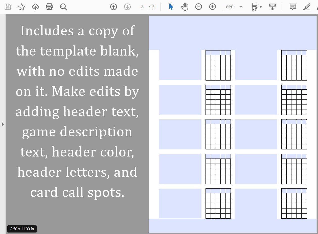 10 Game Editable Bingo Patterns, Easily Create Your Own 10 Game Program ...
