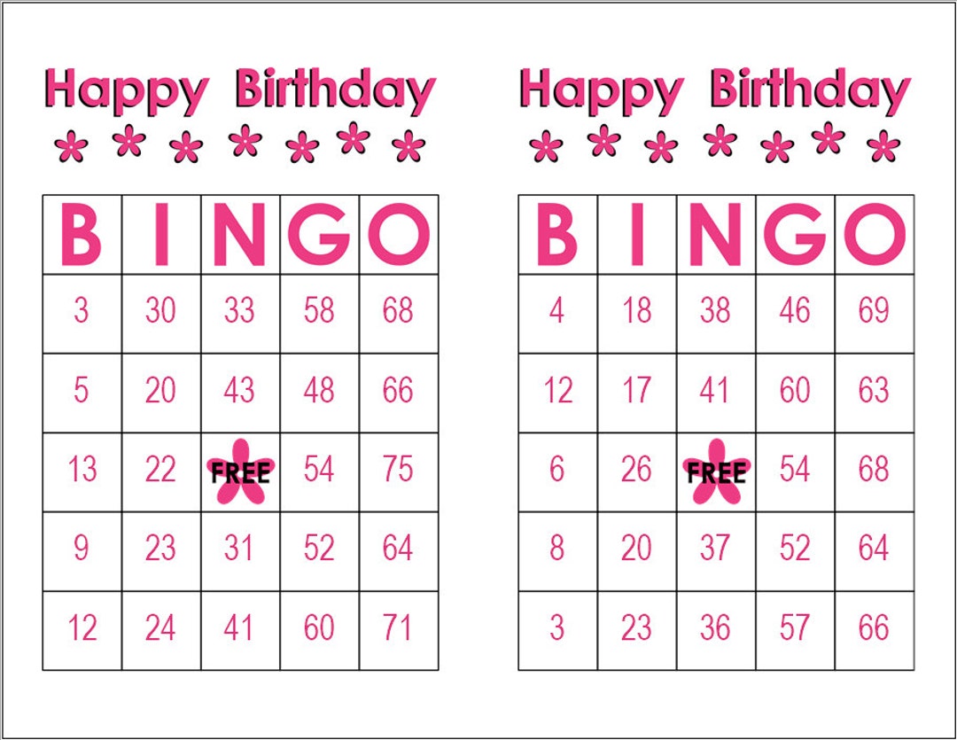 100 Happy Birthday Bingo Cards Prints 2 per Page immediate - Etsy